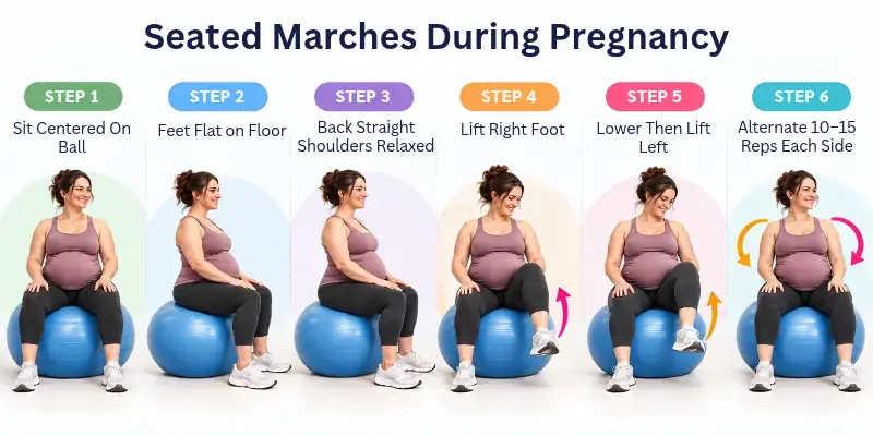 Ball Seated Marches Exercise During Pregnancy
