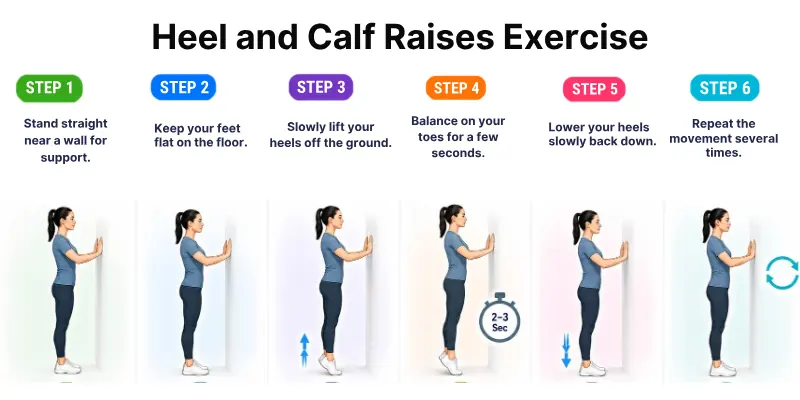 Heel and Calf Raises Exercise for Knee Pain