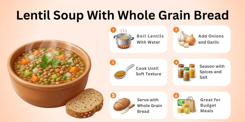 Lentil Soup With Whole Grain Bread